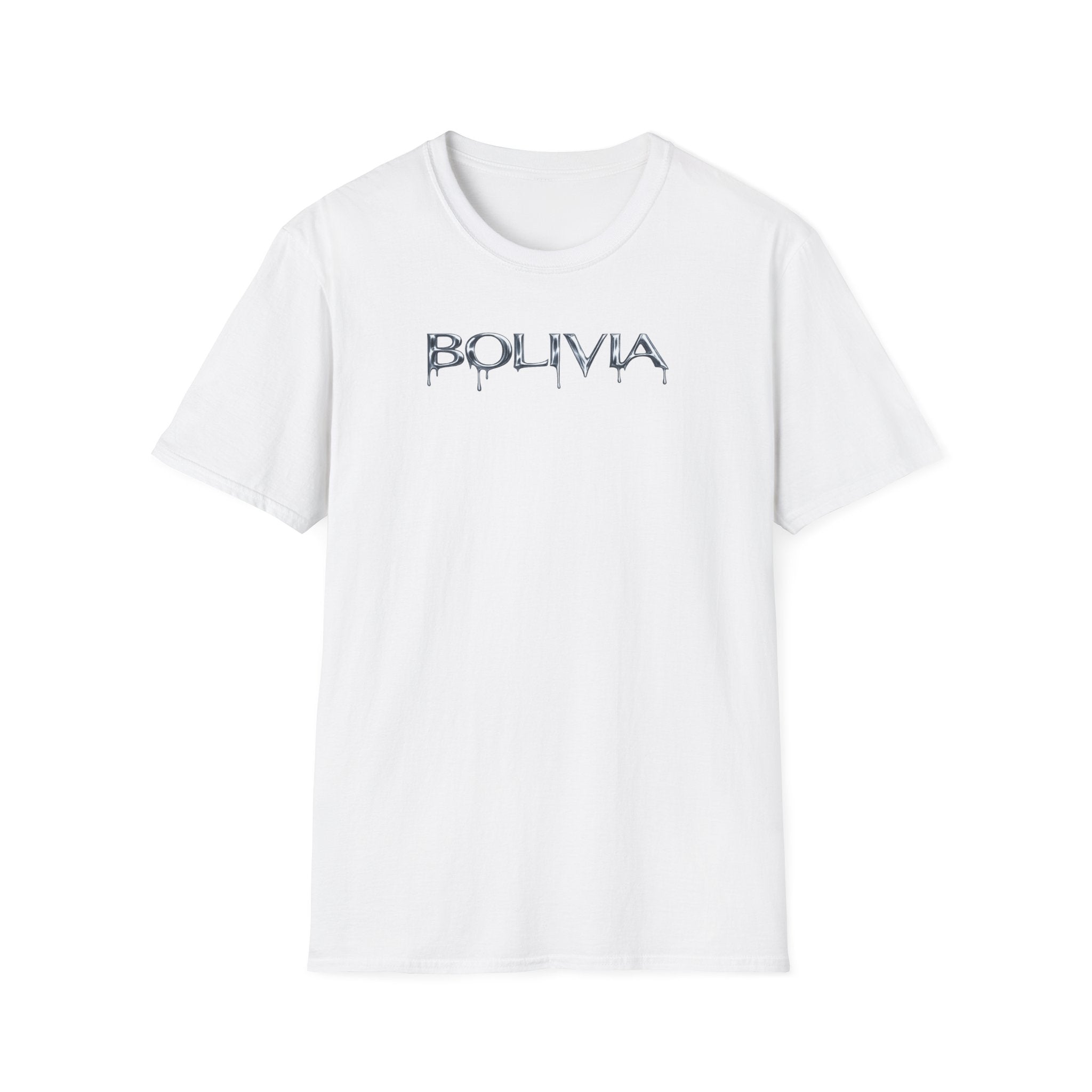 Bolivia Drip Logo T‑Shirt — Metallic Script Graphic Tee