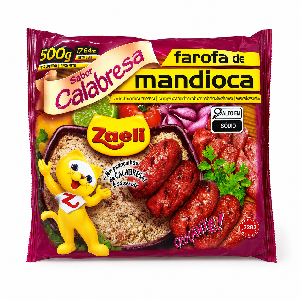 Zaeli Farofa de Mandioca Sabor Calabresa – 500g (17.64 oz)