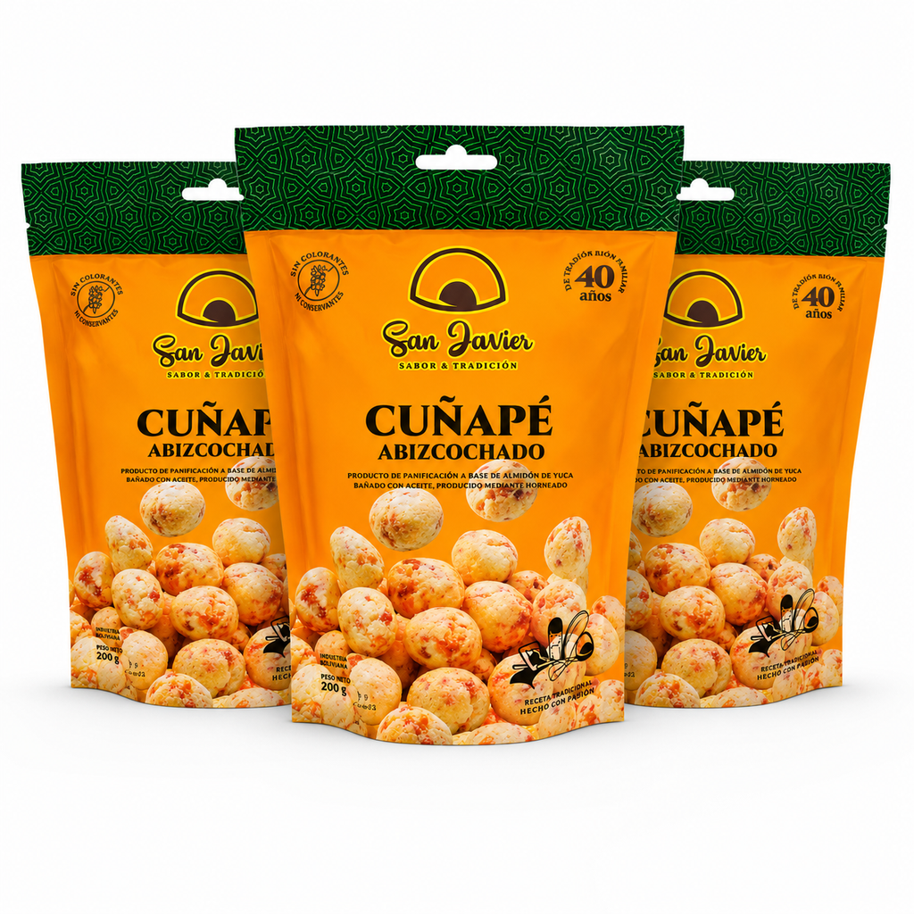 Pack de 3 bolsas Cuñapé Abizcochado San Javier 200g – 3-pack of San Javier crunchy cuñapé bags